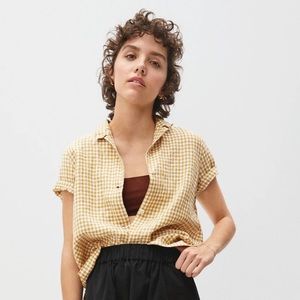 Everlane Linen Notch Shirt - Golden Hour Gingham